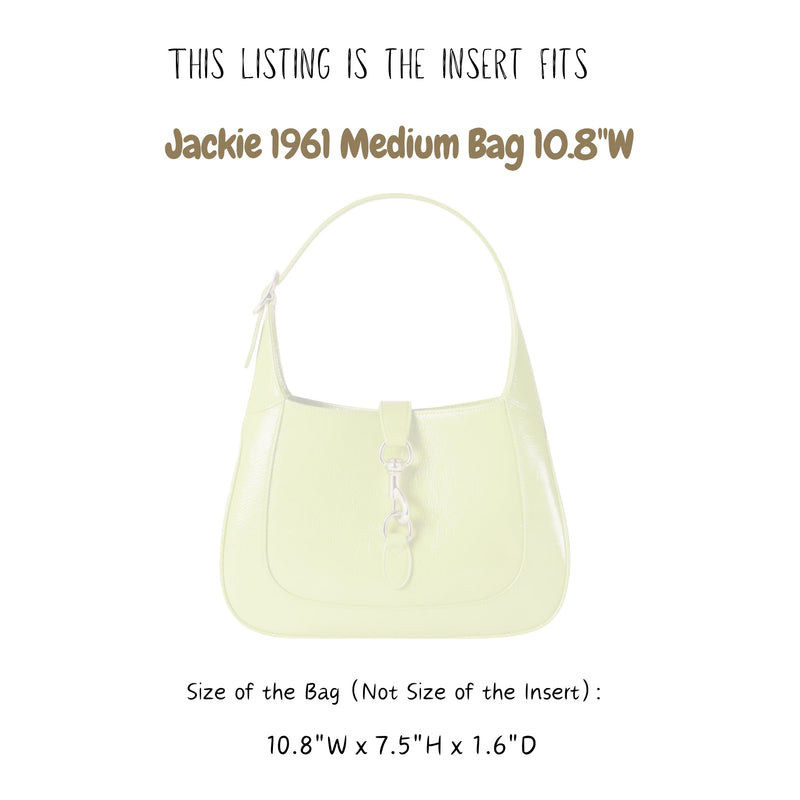 Organizer for [Jackie 1961 Medium Bag 10.8W, 10.8W x 7.5H x 1.6D, Gucci] Bag Insert (Felt, Slim with Zip Pocket)