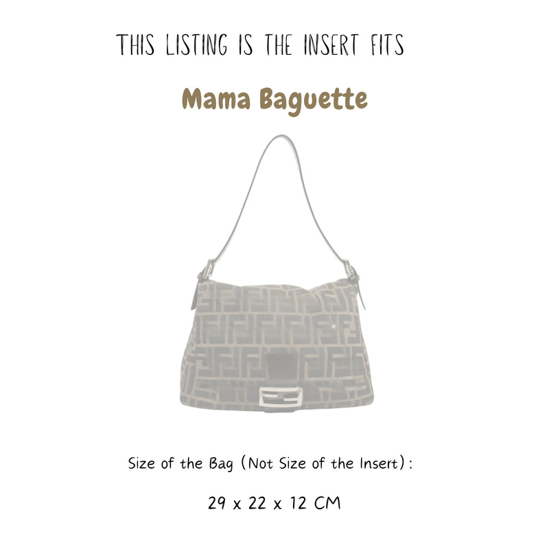 Organizer for [Mama Baguette, Fendi] Bag Insert (Felt, Slim with Zip Pocket)