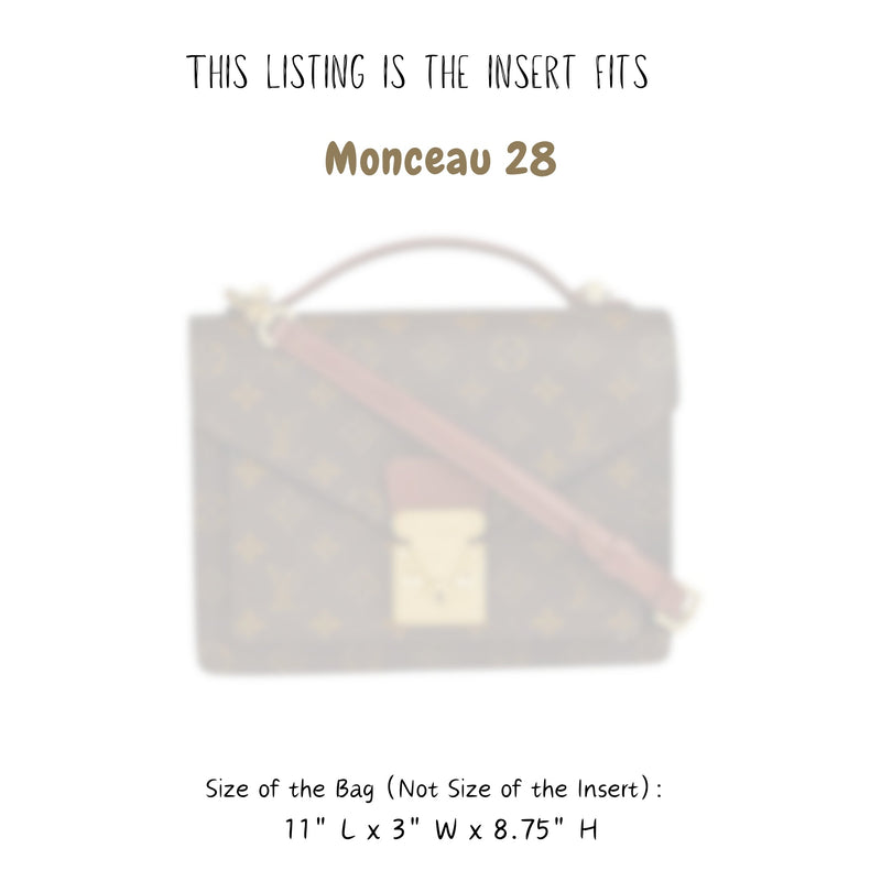 Organizer for [Monceau 28, LV] Bag Insert (Felt, Slim with Zip Pocket)