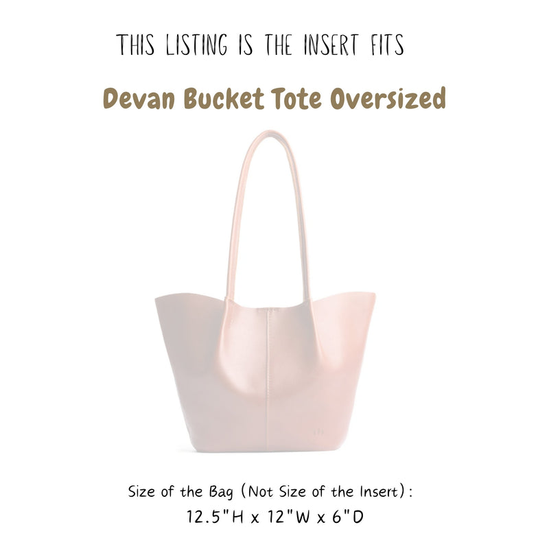 Organizer for [Devan Bucket Tote Oversized, Portland Leather Goods] Bag Insert (Felt, Contour Fit)