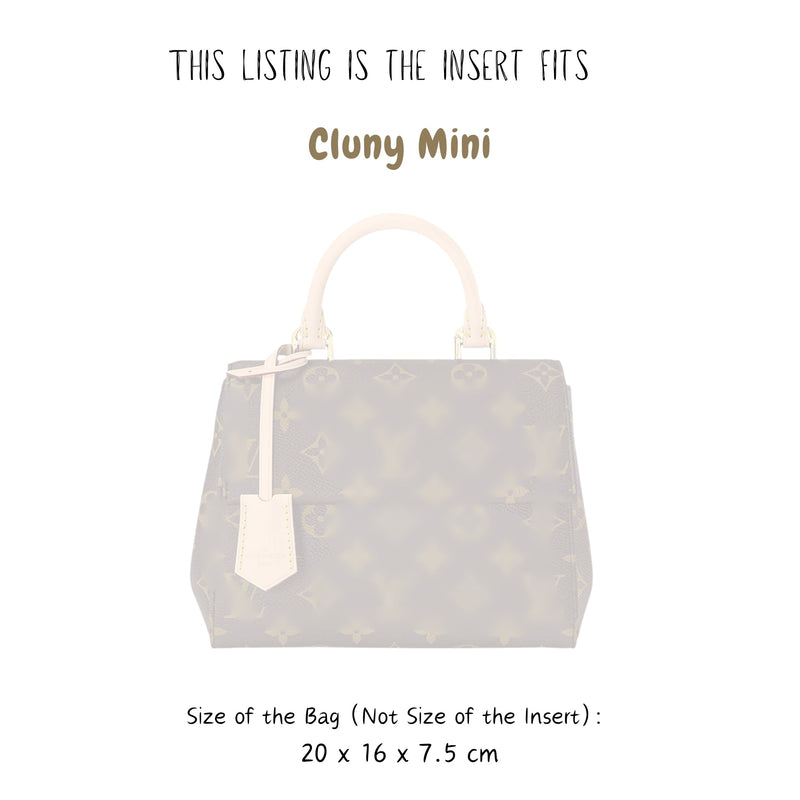 Organizer for [Cluny Mini, LV] Bag Insert (Felt, Slim with Zip Pocket)