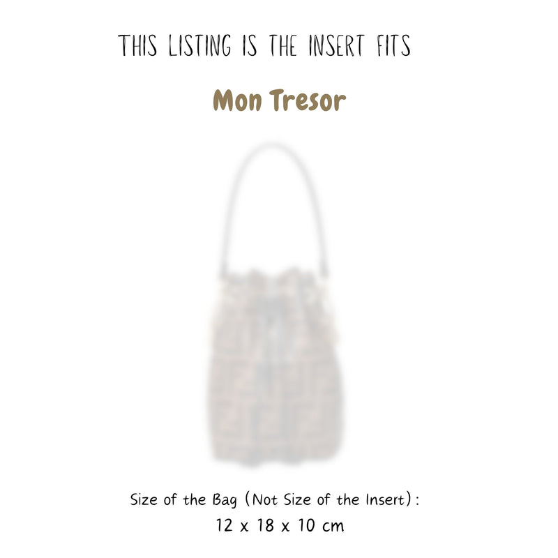 Organizer for [Mon Tresor, Fendi] Bag Insert (Felt, Long Zip and Open Compartment)