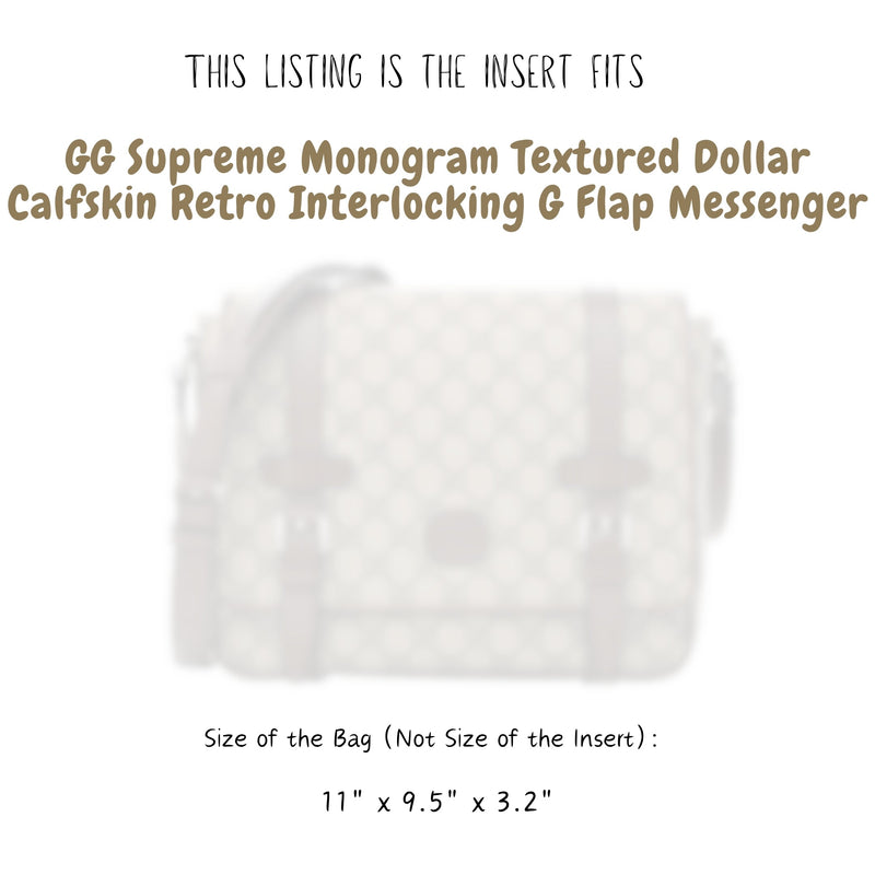 Organizer for [GG Supreme Monogram Textured Dollar Calfskin Retro Interlocking G Flap Messenger, Gucci] Bag Insert (Felt, Slim with Zip Pocket)