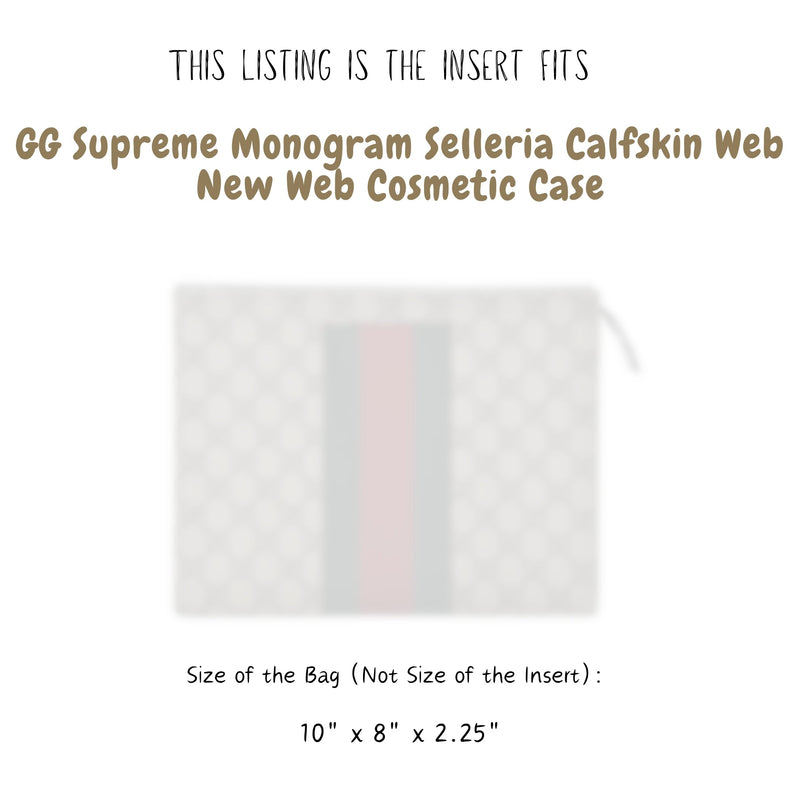 Organizer for [GG Supreme Monogram Selleria Calfskin Web New Web Cosmetic Case, Gucci] Bag Insert (Felt, Slim with Zip Pocket)