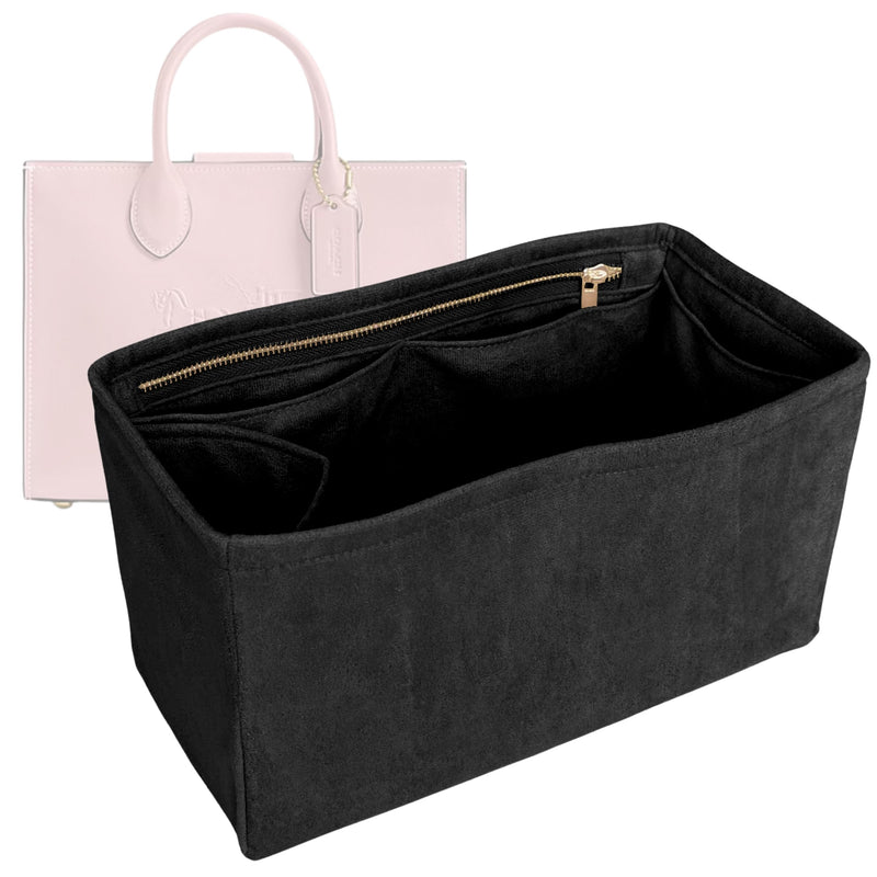 Organizer for [Ace Tote 26, Coach] Tote Purse Bag Insert Organiser Liner Shaper (Velvet, Long Zip and Open Compartment)