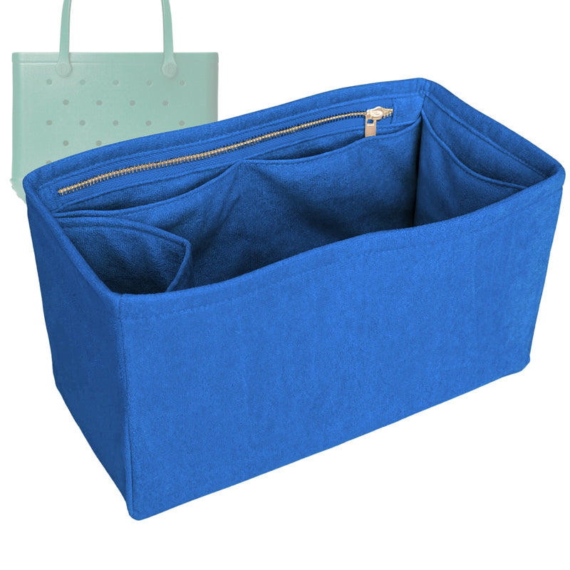 Organizer for [Bitty Bogg Bag, Bogg] Tote Purse Bag Insert Organiser Liner Shaper (Velvet, Long Zip and Open Compartment)