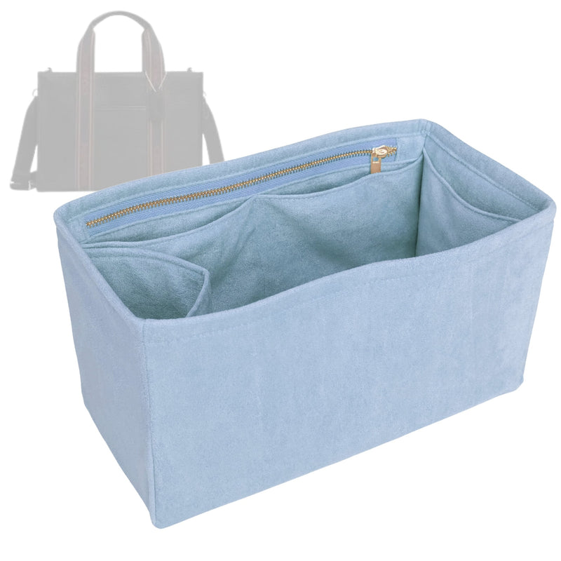 Organizer for [Smith Tote Bag 24, Coach] Tote Purse Bag Insert Organiser Liner Shaper (Velvet, Long Zip and Open Compartment)