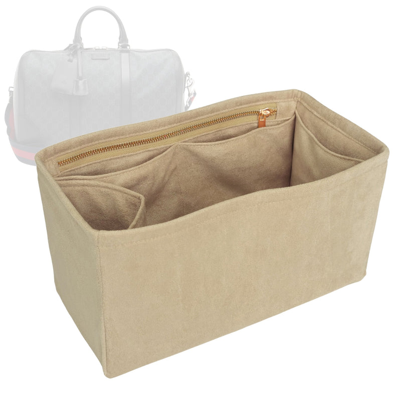 Organizer for [GG Supreme Web Carry-On Medium Duffle, Gucci] Tote Purse Bag Insert Organiser Liner Shaper (Velvet, Long Zip and Open Compartment)