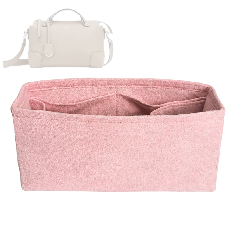 Organizer for [By The Way Selleria Mini, Fendi] Tote Purse Bag Insert Organiser Liner Shaper (Velvet, Long Zip and Open Compartment)