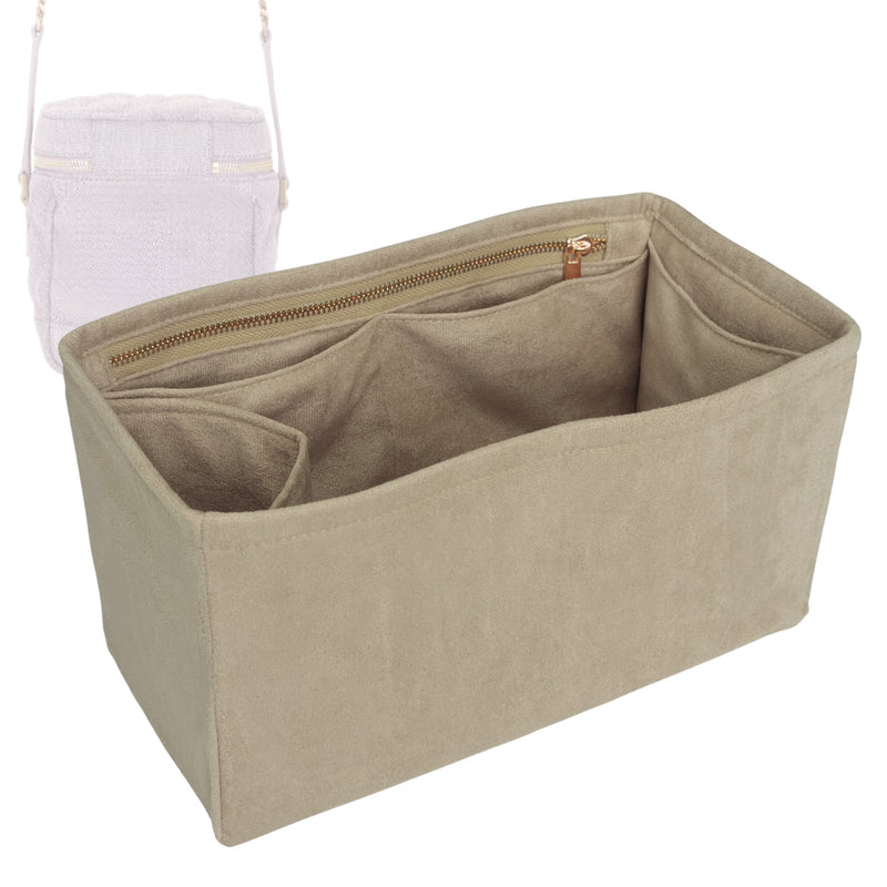Organizer for [80s Vanity Bag, Saint Laurent (YSL)] Tote Purse Bag Insert Organiser Liner Shaper (Velvet, Long Zip and Open Compartment)