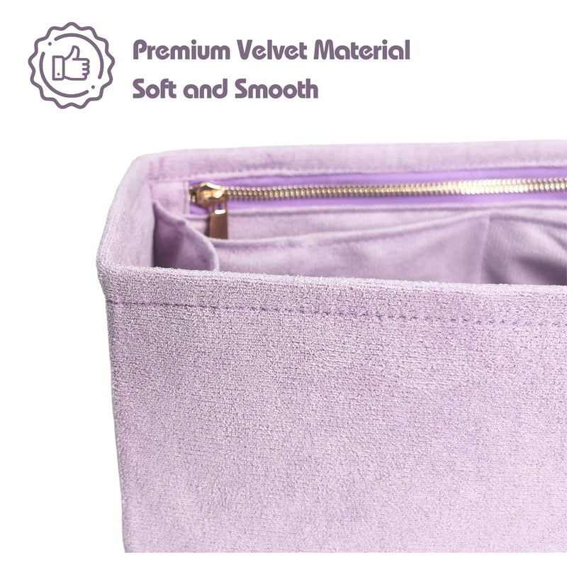 Organizer for [Soft Empire Carryall 28, Coach] Bag Insert (Velvet, Long Zip and Open Compartment)