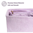 Organizer for [East West Mimi, Parker Thatch] Bag Insert (Velvet, Long Zip and Open Compartment)