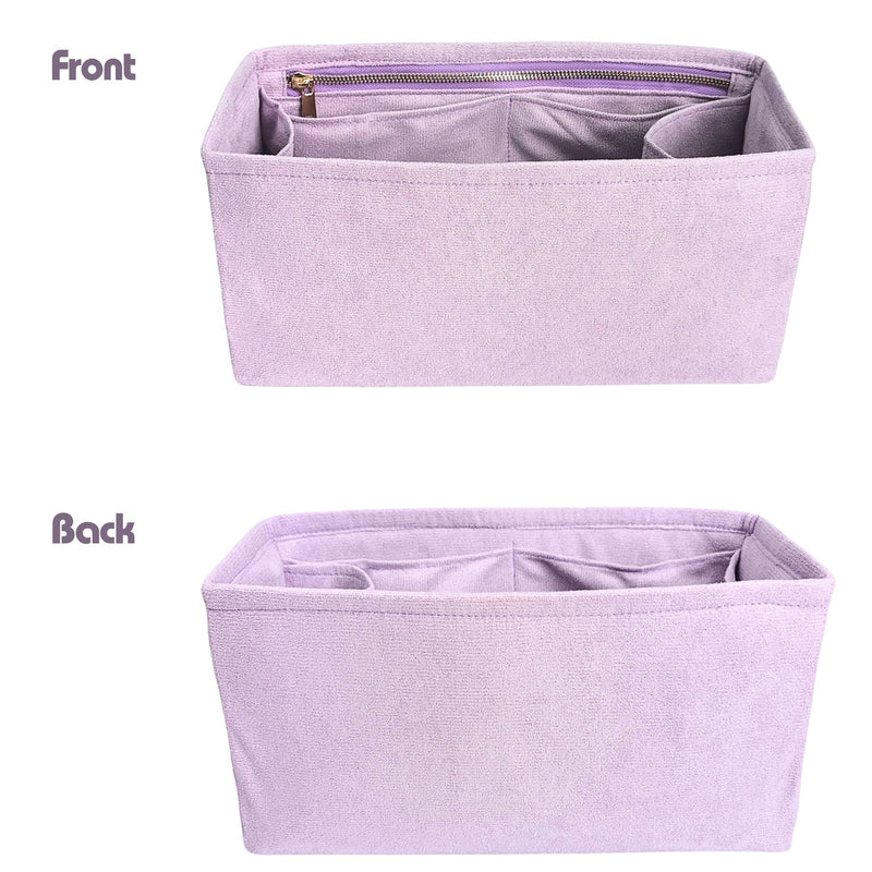 Organizer for [Cargo Tote 34cm, Coach] Bag Insert (Velvet, Long Zip and Open Compartment)