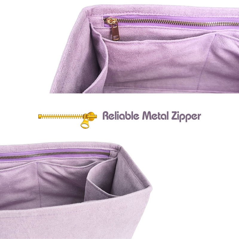 Organizer for [Medium Mimi, Parker Thatch] Bag Insert (Velvet, Long Zip and Open Compartment)