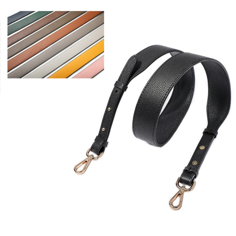 Pebble Leather Bag Strap 18 colors, 3.6cm Width with Gold, Silver, Gunmetal Hardware Length Adjustable 106 to 110cm