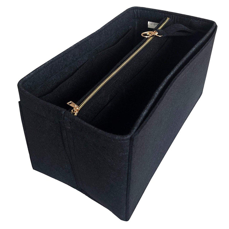 [Block T Mini Organizer] Felt Purse Insert with Middle Zip Pouch, Customized Tote Organize, Bag in Handbag (Style B)