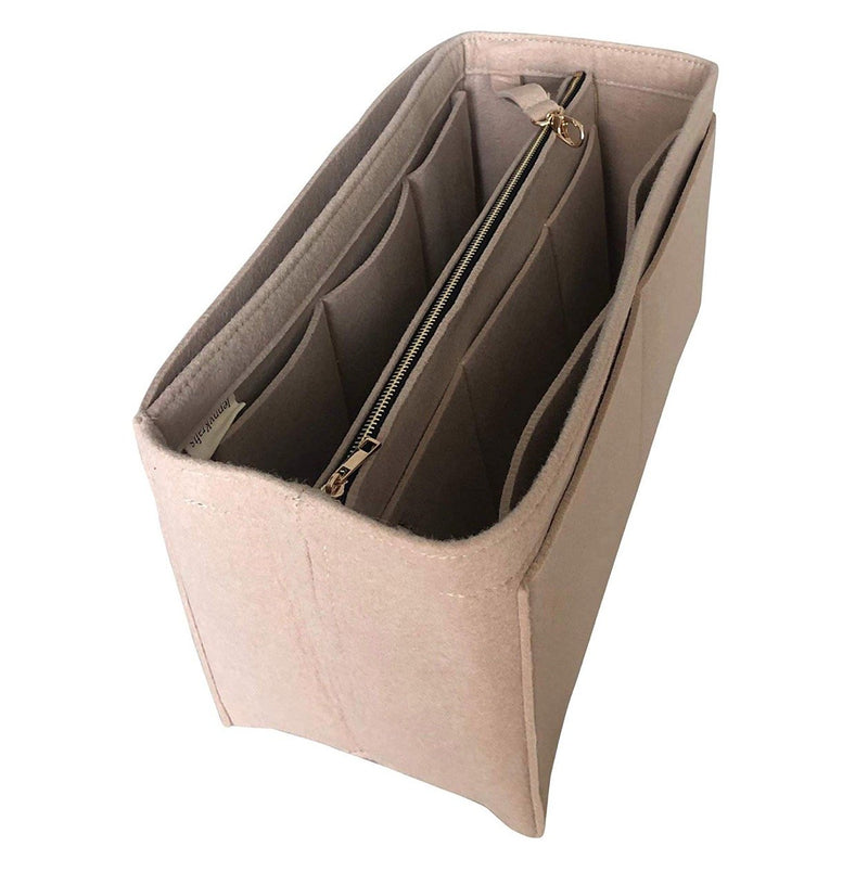 [East-West Shopping Tote Organizer] Filz-Geldbörseneinsatz mit Reißverschlusstasche in der Mitte, individuelle Tragetaschen-Organisation, Tasche in Handtasche (Stil B)