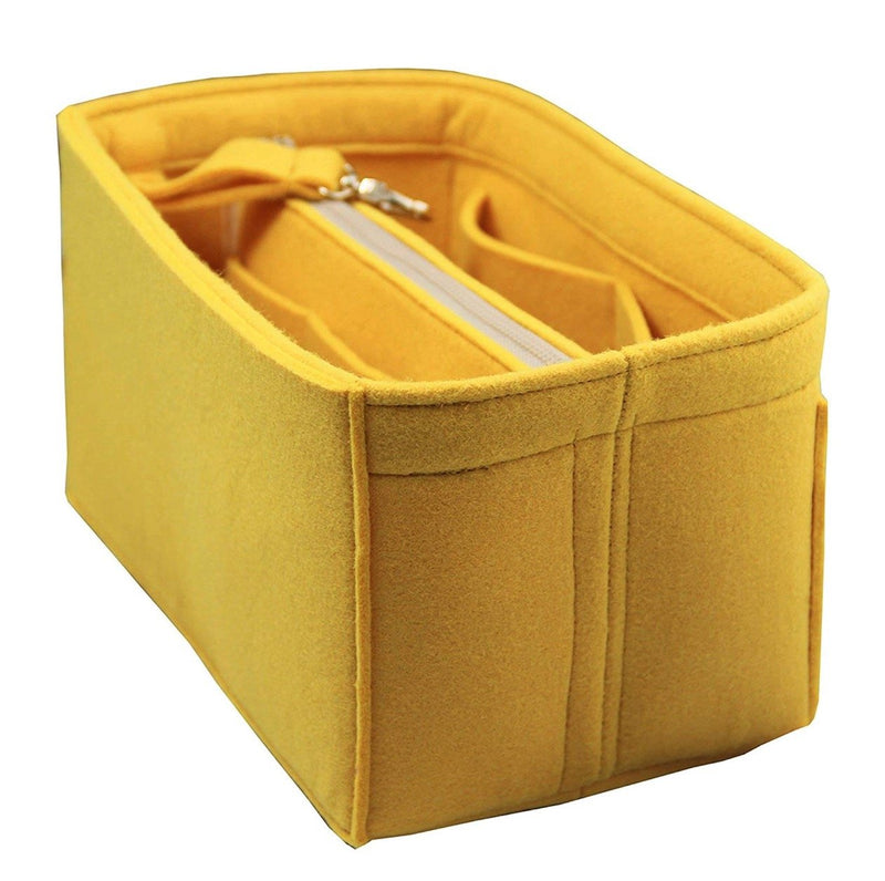 Organizer for [24/24 - 35 Bag] Felt Purse Insert Lining Protector Shaper (with Middle Zip Pouch)