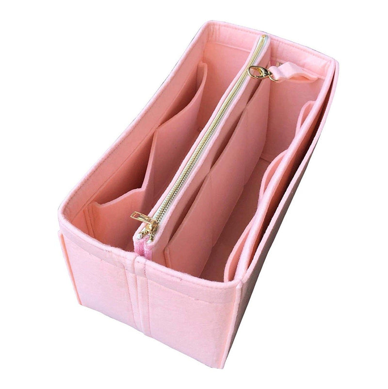 [Soft GG Blooms Organizer] Felt Purse Insert with Middle Zip Pouch, Customized Tote Organize, Bag in Handbag (Style B)