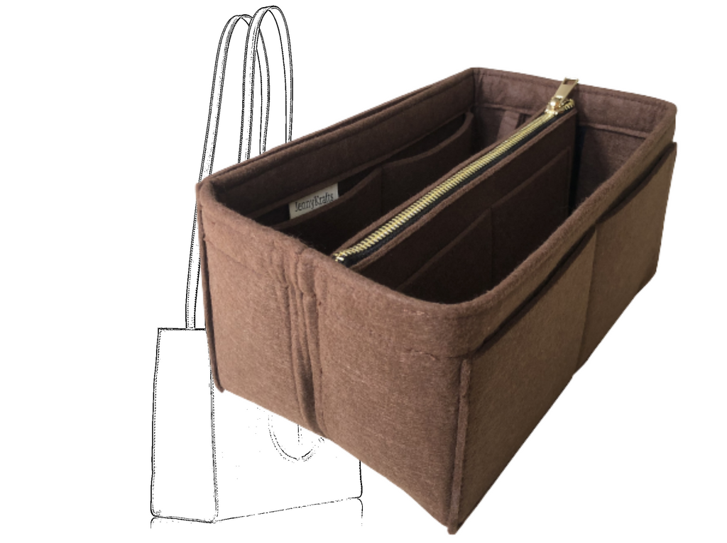 For [Telfar Shopping Bag] Insert Organizer Liner (Style D) Dark Brown