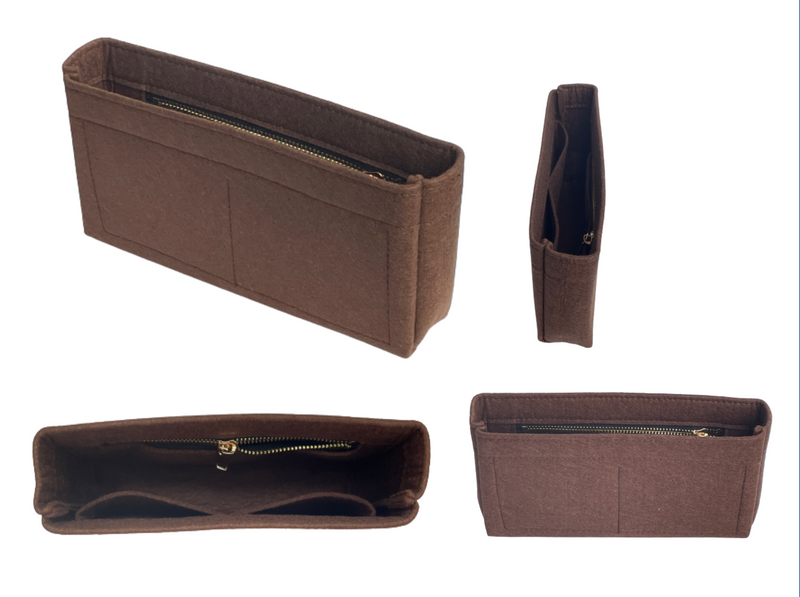 [Maxi Classic Double Flap Organizer] Felt Purse Insert (Slim with Zipper), Customized Bag Organizer, Liner Protector