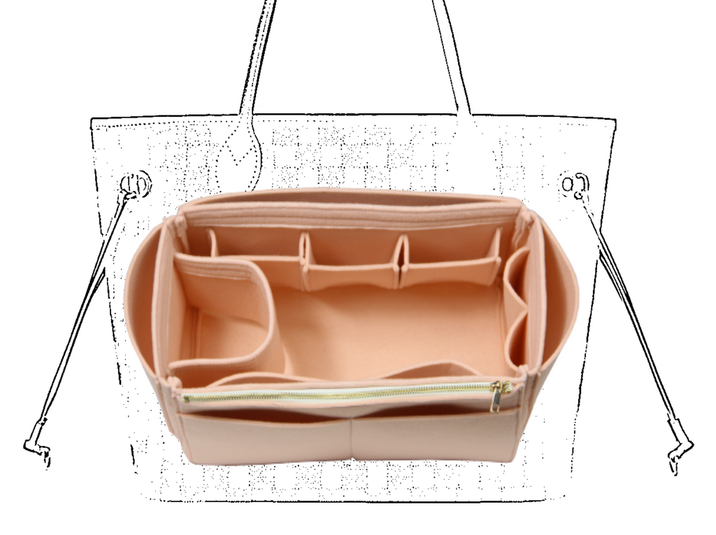 [Neverfull MM Organizer] Felt Purse Insert, Bag in Bag, Customized Tote  Organize, Cosmetic Makeup Diaper Handbag (Style JIA)