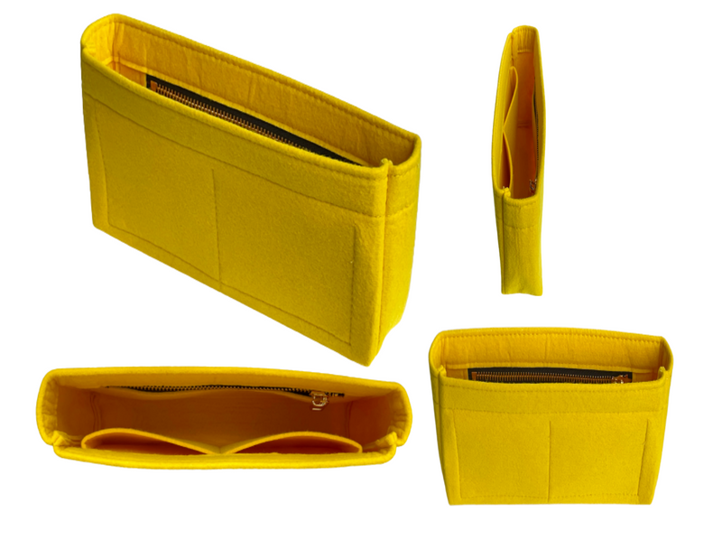 [Evelyne 40 Organizer] (Slim with Zipper) Felt Purse Insert with Slim Design, Customized Bag Liner Protector Shaper