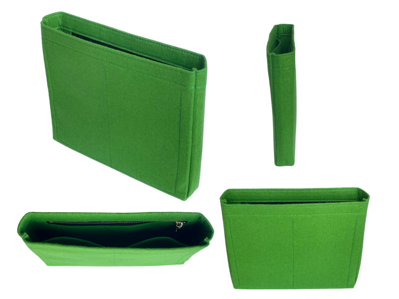[Evelyne 33 Organizer] (Slim with Zipper) Felt Purse Insert with Slim Design, Customized Bag Liner Protector Shaper