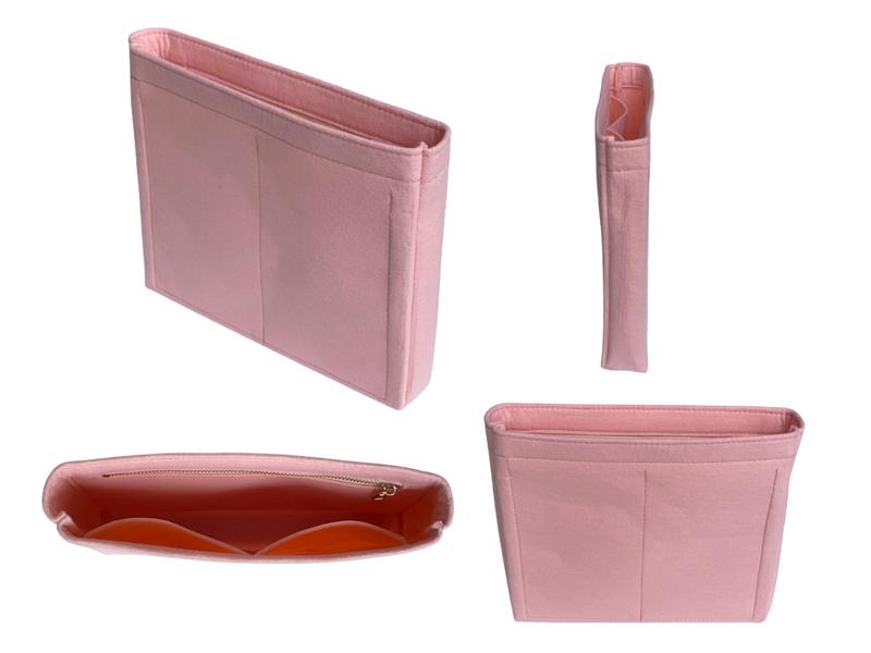[Evelyne 40 Organizer] (Slim with Zipper) Felt Purse Insert with Slim Design, Customized Bag Liner Protector Shaper