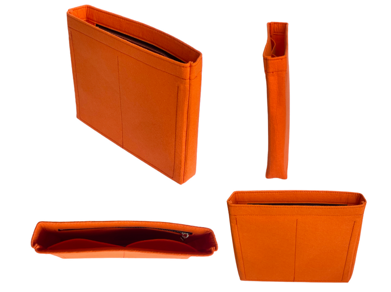 [Evelyne TPM Organizer] (Slim with Zipper) Felt Purse Insert with Slim Design, Customized Bag Liner Protector Shaper