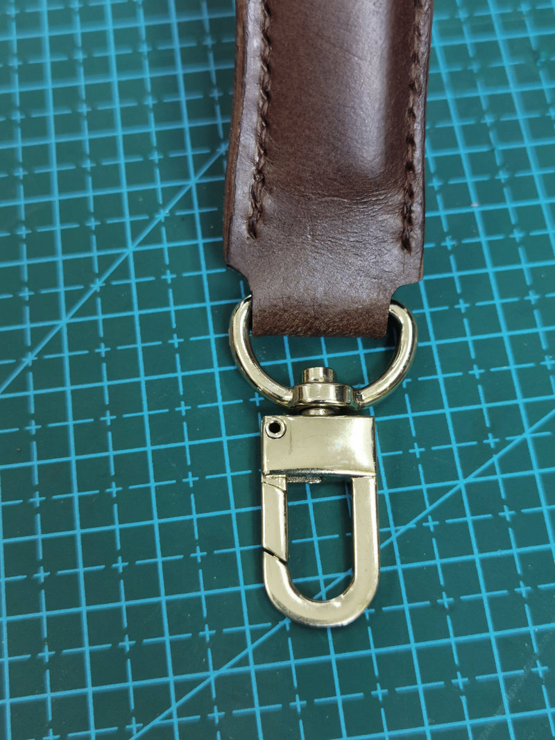 2cm Width - Purse Top Handle, Bag Strap, Vachetta Full Grain Leather, Customized in Any Length, with Gold Clasps Clip